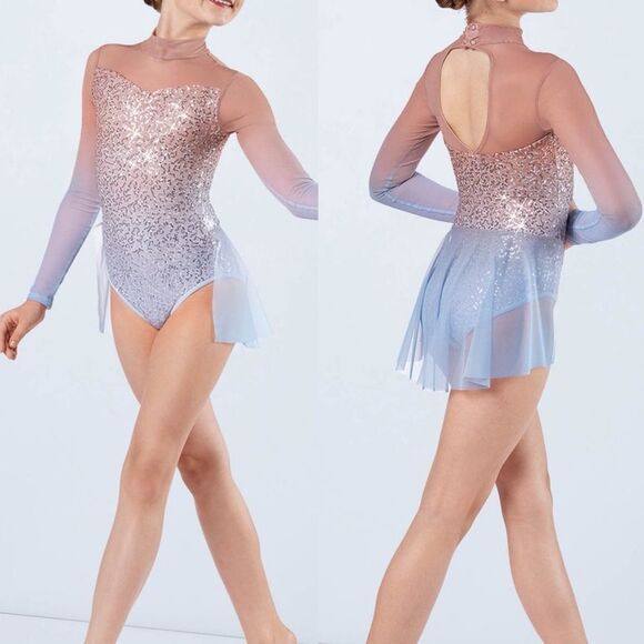 WEISSMAN Elite Dance Costume lyrical blue ombre You Are The Reason PL12691 XSA - Picture 1 of 10